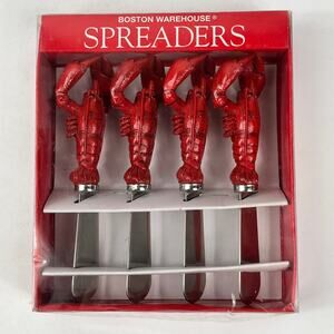 Boston Warehouse Lobster Handle Spreader Knife Set 4pc Stainless Steel 1999 NIB
